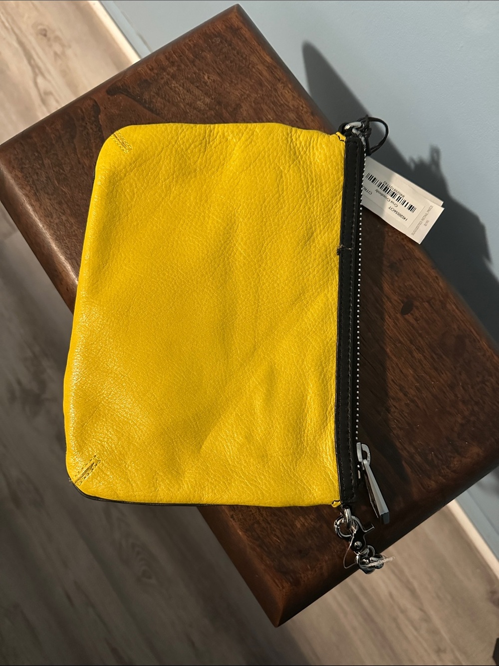 Botkier Yellow Leather Crossbody Bag with Silver Chain Accent - Picture 3 of 6